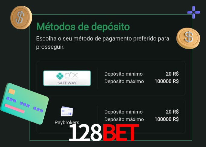 O cassino 128Bet oferece uma grande variedade de métodos de pagamento